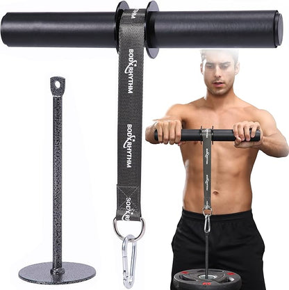 BODYRHYTHM Wrist and Forearm Blaster, Wrist Roller & Forearm Roller with Thick Soft Foam Grip Handles for Strength Training, Workout - Wrist/Arm Blaster Exerciser- Fit 1-inch Standard & 2-inch Olympic Weight Plates