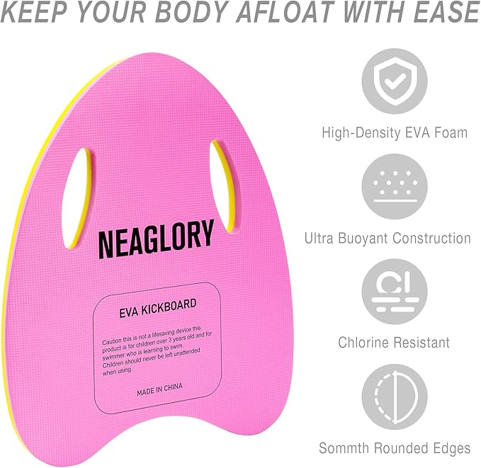 NEAGLORY 5 Pieces Water Aerobics Set Aquatic Exercise Set Pool Fitness Equipment Foam Water Dumbbell, Swim Kickboard, Pull Buoy, Aquatic Swim Belt for Water Exercise