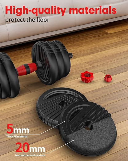 Adjustable Dumbbells, 10/20/30/45/70/90lbs Free Weight Set with Connector, 4 in1 in1 Dumbbells