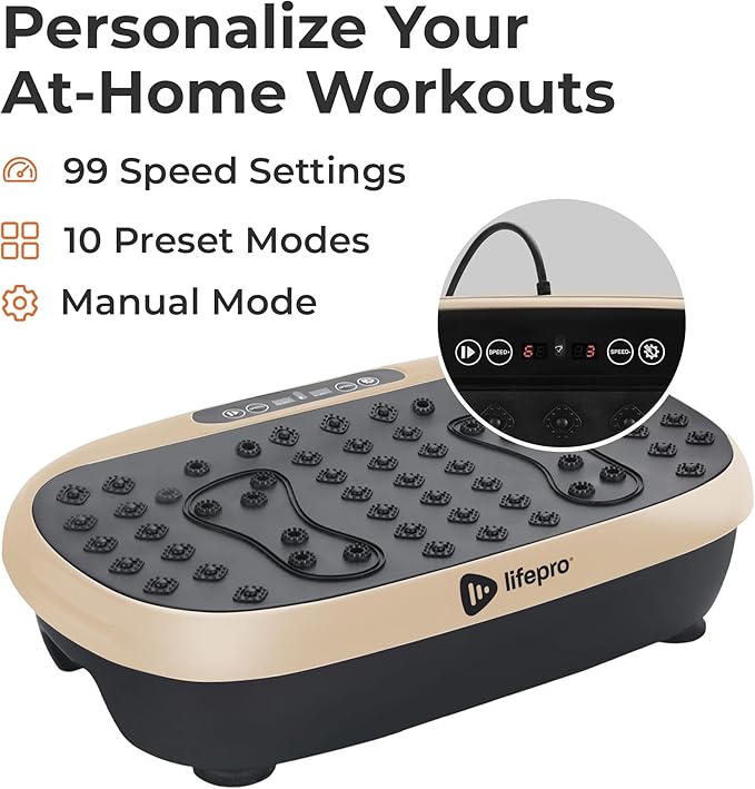 Lifepro Compact Vibration Plate Exercise Machine, Mini Full Body Vibration Platform Exercise Machine for Lymphatic Drainage with Acupressure Nodes, Burn Calories, Helps Alleviate Back & Joint Pain