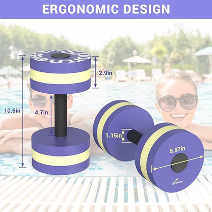 Sportneer Water Weights Aquatic Exercise Dumbbells Water Dumbbell Aerobics Workouts Set of 2 EVA Foam Pool Weights Dumbbells Set Aqua Fitness Barbells Equipment for Water Aerobics Weight Loss