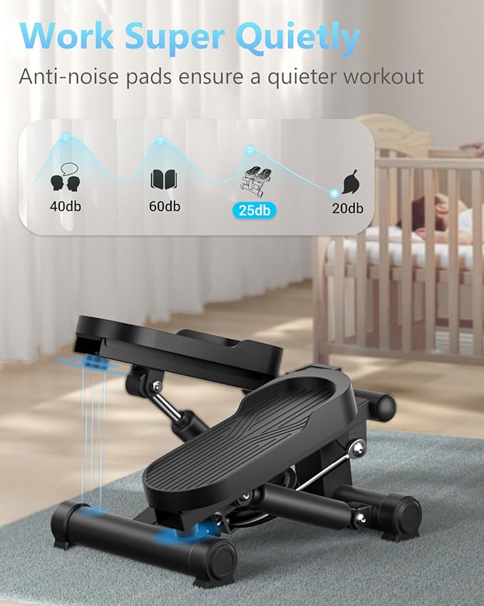 Steppers for Exercise at Home, Mini Stepper with Resistance Bands, Stair Stepper with 300LBS Loading Capacity, Step Fitness Machines with LCD Monitor