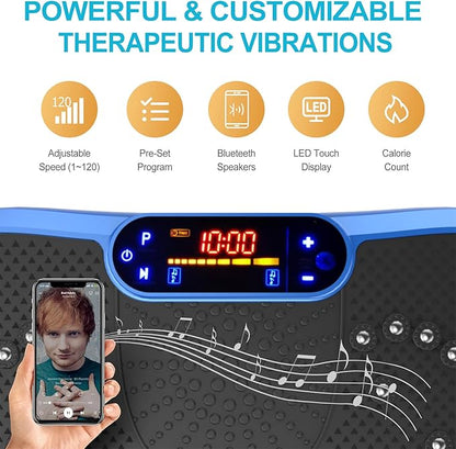 Vibration Plate Fitness Platform Exercise Machine Vibrating Shaking Full Body Shaker Workout Power Waver Vibrate Stand Shake Board Sport Gym for Weight Loss Fat Burner for Women Men