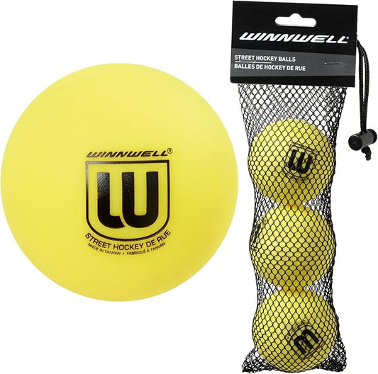 Winnwell Sports Street Hockey Balls - Indoor & Outdoor Balls with Storage Bag - Hockey Gear Ideal for Road, Or Street Hockey Games – 65mm & 50 Gram Weight