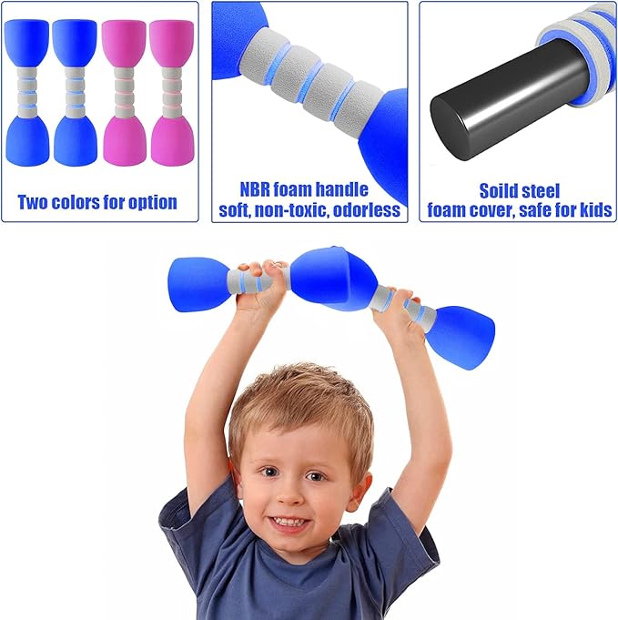 Kids Weight Set - A Pair of 2 Dumbbells for Toddler Childrens Exercise - Foam Dumbbell 1.5lbs Weights Workout Equipment