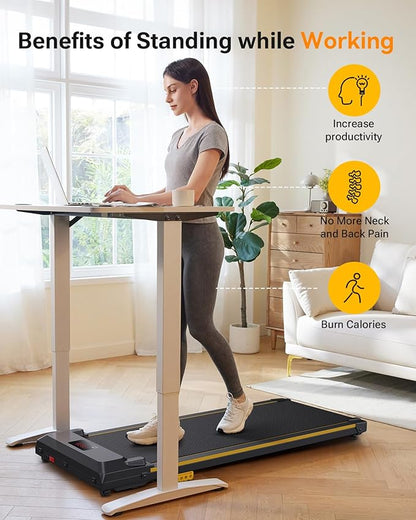 UREVO Walking Pad, Under Desk Treadmill for Home Office, Portable Walking Treadmill with Remote Control, LED Display