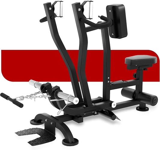 Seated Row Machine Back Workout: Back Row Machine Exercise Plate Loaded Gym Equipment T Bar Bicep Curl Home Gym