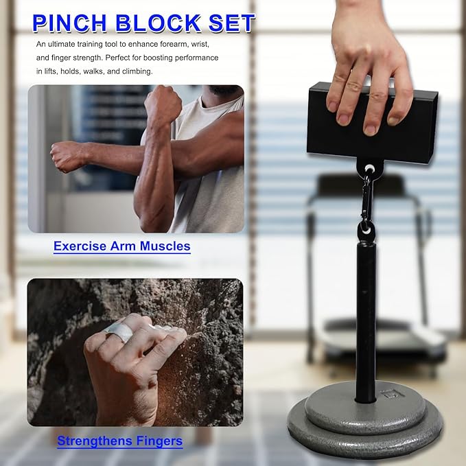 Metal Pinch Block Grip Set with Loading Pin, Pinch Block Grip Workout Rock Climbing Power Grips Forearm Finger Exerciser Strength Training Strengthener Equipment