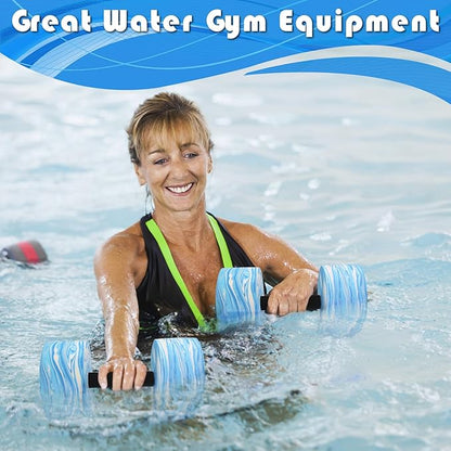 Water Aerobics Set for Aquatic Exercise, New Upgrade Aquatic Exercise Dumbbells and Foam Swim Aquatic Cuffs with Detachable Velcro, Aquatic Fitness Equipment for Water Workouts