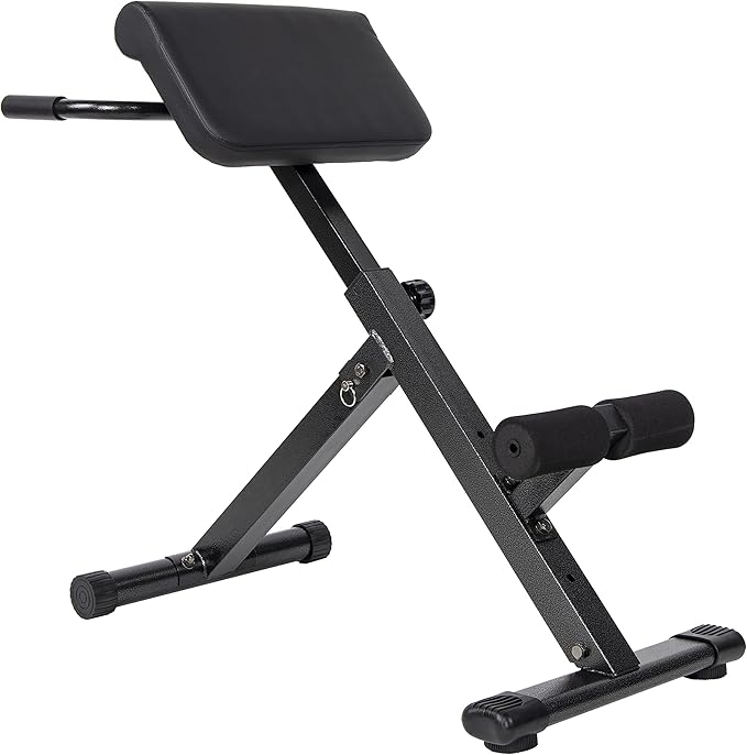 Signature Fitness Adjustable Roman Chair AB Back Hyperextension Bench with Handle, 300-Pound Capacity Black