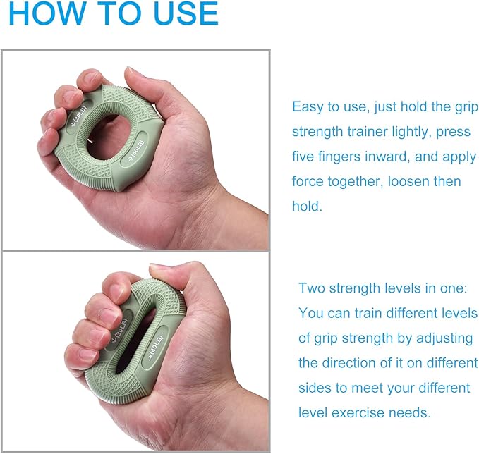 uxcell Hand Grip Strength Trainer, 3" 30-40 Lbs Silicone Rings Finger Forearms Exercise Grip Squeezer for Athletes Workout, Rock Climbing, Light Green