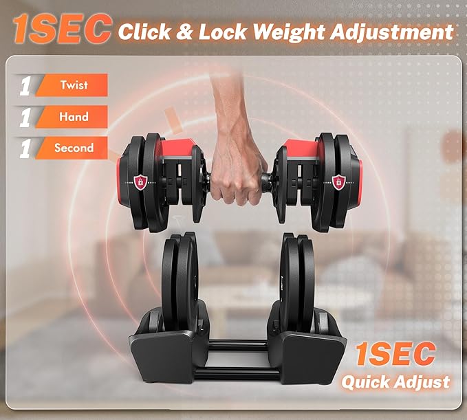 IPOW 3-in-1 Adjustable Dumbbell Set 40lbs with 12