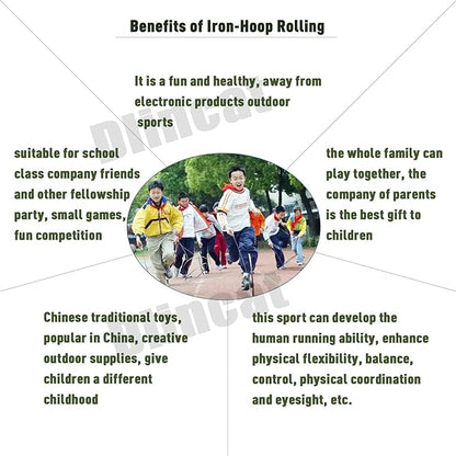 Iron-Hoop Rolling,Iron Ring Game,Stainless Steel Rolling Iron Ring,Adult Students Parent-Child Outdoor Fitness Equipment,Hand Pushing Wind fire Wheel,Chinese Traditional Sports Nostalgic Toys (37CM)