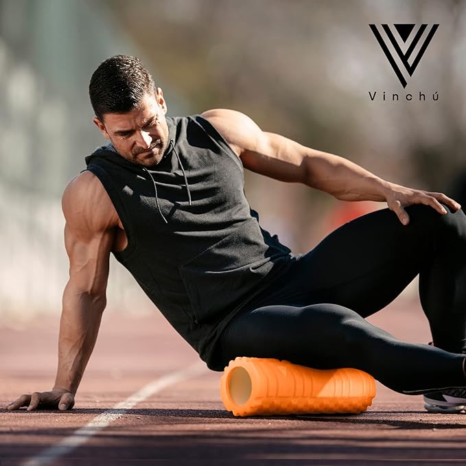 The Vinchu Foam Roller - Deep Tissue Massage Muscle Roller and Stretching Equipment for Sustainable Strength and Myofascial Trigger Point Release (Orange, L)