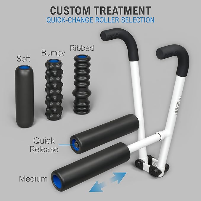 DoubleUP Roller Performance Kit - White - Muscle Massager with Lever-Action Pressure Control and Quick-Change Rollers