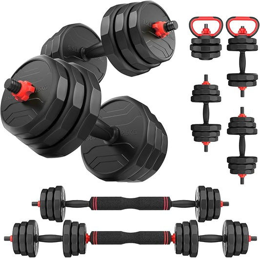 Adjustable Dumbbells Set 55/70/90lbs Free 3 in 1 Dumbbells