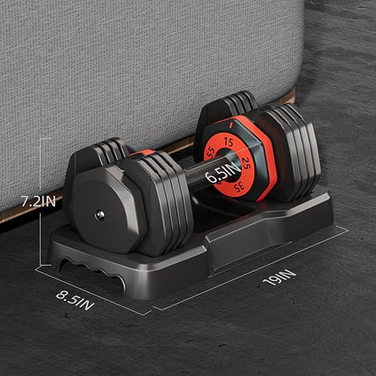 55LB Adjustable Dumbbell with Anti-Slip Handle 5 in 1 Free