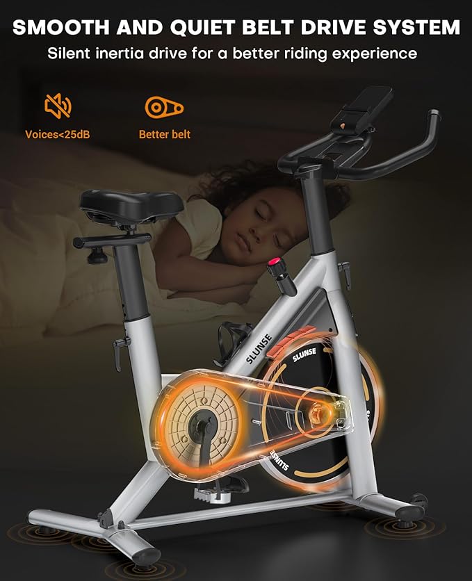 Exercise Bike, Adjustable Magnetic Resistance Brake Stationary Bikes for Home, Quiet Indoor Cycling Bike with Upgraded Seat Cushion, Digital Monitor & Phone Mount, 350lbs Weight Capacity