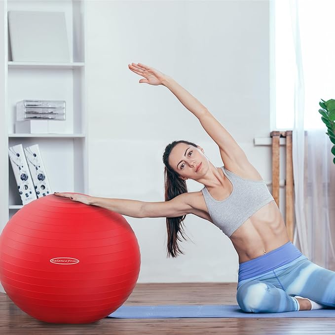 Anti-Burst and Slip Resistant Exercise Ball Yoga Ball Fitness Ball Birthing Ball with Quick Pump, 2,000-Pound Capacity, Multiple Colors and Sizes