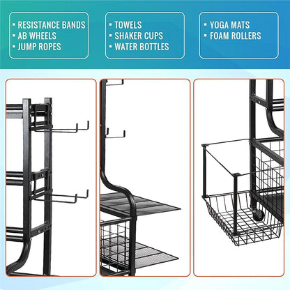 STUFFSTASH Dumbbell Rack, Heavy Duty Weight Rack for Home Gym with Extra Strong Sheet Steel Shelf and Base, Home Gym Storage Weight Rack for Home Gym Dumbbells, Kettlebell Rack, Yoga Mat Storage Rack, Weight Plate Storage