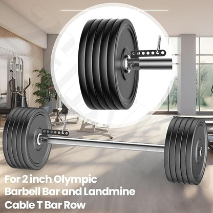 【Belt Squat Attachment Barbell】Belt Squat Bar Machine Attachment for 2 inch Olympic Barbell Bar & Landmine D-Handle Cable T Bar Row Locking Belt Squat Barbell for Landmine Workout Attachments