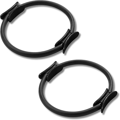 Pilates Ring Circle - 2Pack |14" Inch Fiberglass Pilates Home Equipment | Comfortable Padded Foam Handles | Ideal for Toning, Inner Thigh and Pelvic Exercises | Use at Home, Gym and Classes |