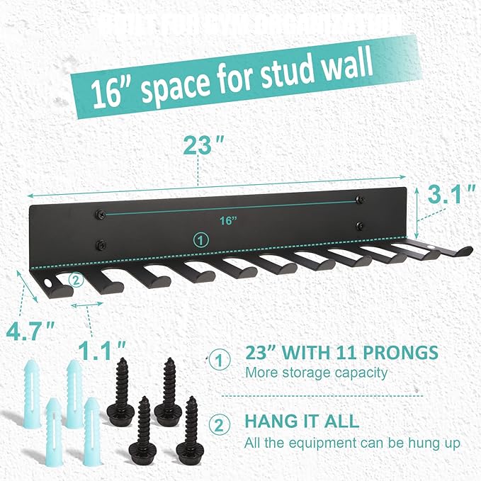 Home Gym Storage Rack, Barbell Rack Weight Room Organizer Prong Gym Equipment Storage Rack for Gym Accessories Like Fitness Bands,Resistance Bands,Straps,Foam Rollers,Barbell