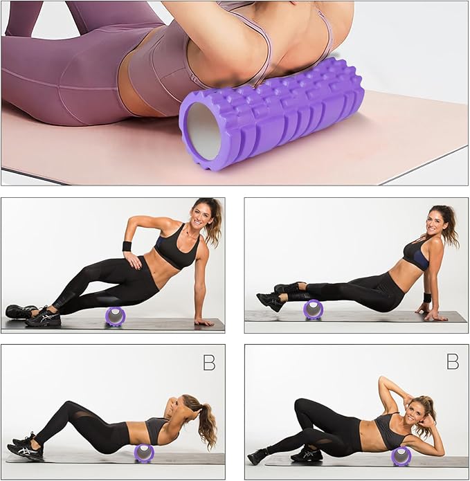 Foam Roller for Deep Tissue Massager for Muscle and Myofascial Trigger Point Release, 13" High Density Exercise Patented Roller for Trigger Point, Yoga, Body Stretching - Purple