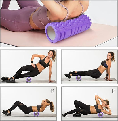 Foam Roller for Deep Tissue Massager for Muscle and Myofascial Trigger Point Release, 13" High Density Exercise Patented Roller for Trigger Point, Yoga, Body Stretching - Purple