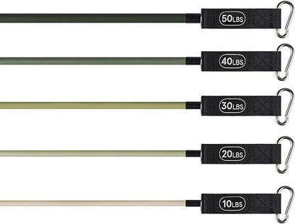 Retrospec Train Resistance Bands Set (5pc) Workout Bands w/Handles, Door Anchor, Carry Bag for Women & Men