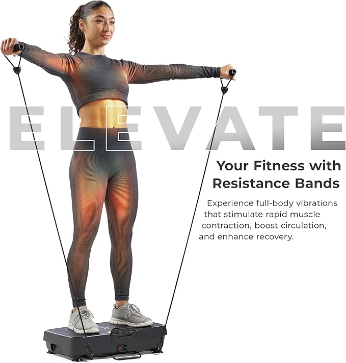 Sunny Health & Fitness Vibration Plate Exercise Machine, Full Body Vibrate Platform for Lymphatic Drainage with Multiple Speeds and Modes, Vibrating Plate Machine for Tension Relief & Weight Loss