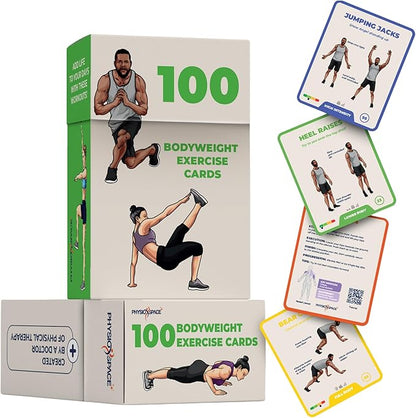 Best 100+ Bodyweight Exercise Cards Perfect at Home Workout- PhysioSpace - for All Fitness Levels - Full Body Workout from Ab Workout to Chair Exercises for Seniors - Improve Your Routine