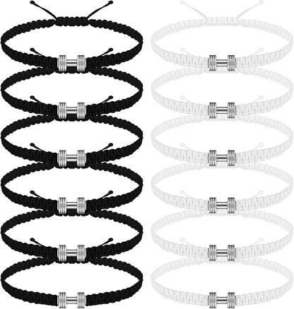 Zeyune 12 Pcs Woven Dumbbell Bracelet Black White Fitness Motivational Dumbbell Charm Adjustable Bracelet Dumbbell Bracelet for Men Women Bracelet Gym Yoga Bracelet Fitness Sports Fitness Gift