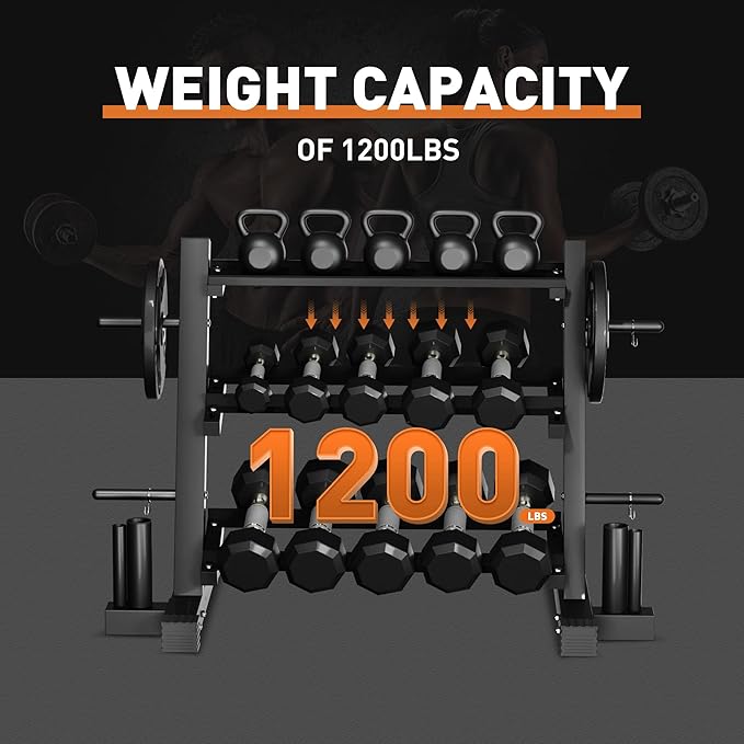 Holleyweb 3 Tier Dumbbell Weight Rack, Dumbbell Rack Stand Only,Adjustable Width Weight Rack for Dumbbells, Suitable for Storage of Weight Plates, Kettlebell and Dumbbell