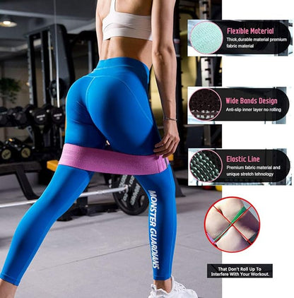 Booty Bands for Working Out Resistance Bands for Legs and Butt Fabric Resistance Exercise Bands Anti-Slip Set 3 Levels Elastic Workout Women Sports Fitness Band for Squat Glute Hip Training