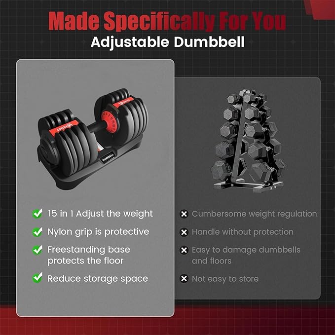 15 Weight in 1 Adjustable Dumbbell 53LB （24kg/53lb）