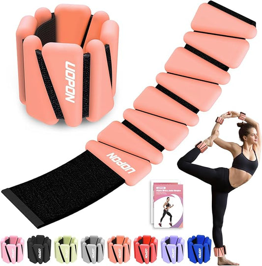 Wrist Ankle Weights for Women Set of 2, Adjustable Silicone Weighted Bangles, Wearable Ultra-durable Strips Weight Bracelet 2 lbs/4 lbs for Yoga, Pilates, Barre, Walking, Arm & Leg Workout