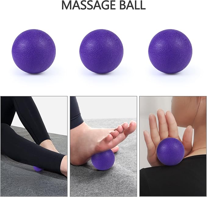 5 in 1 Foam Roller Set for Deep Tissue Muscle Massage, Trigger Point Fitness Exercise Foam Roller, Massage Roller, Massage Ball, Stretching Strap, for Whole Body (Purple)