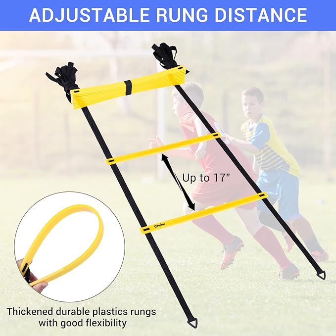 Ohuhu Agility Ladder Speed Training Set 2 Pack 20ft 12 12 Rung