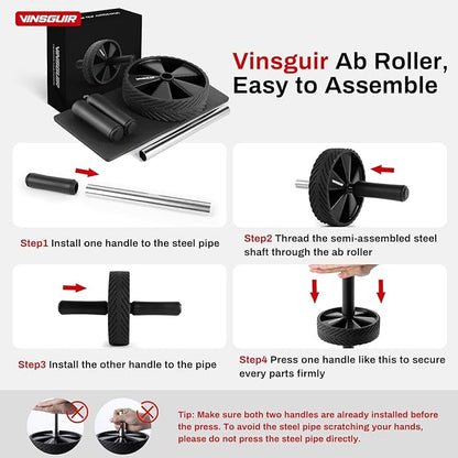 Vinsguir Ab Roller Wheel - Ab Workout Equipment for Difficult Abdominal & Core Strength Training, Home Gym Fitness Equipment, Exercise Wheel for Men Women