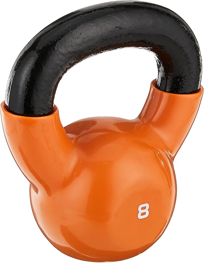 SPRI Kettlebell Weights Deluxe Cast Iron Vinyl Coated Comfort Grip Wide Handle Color Coded Kettlebell Weight Set