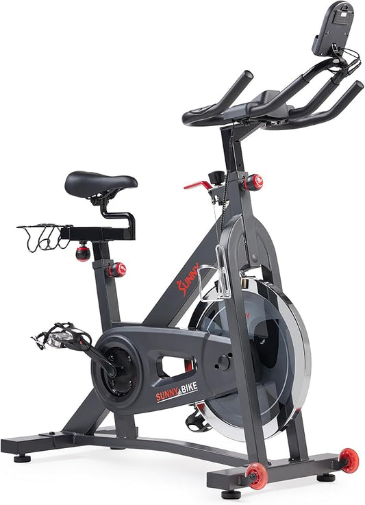 Sunny Health & Fitness Pro Cycling Stationary Bike, 40 LB Flywheel & 4-Way Adjustable Seat for Home Exercise & Indoor Cycle/Cardio Workout, Optional Exclusive SunnyFit App Enhanced Bluetooth Link