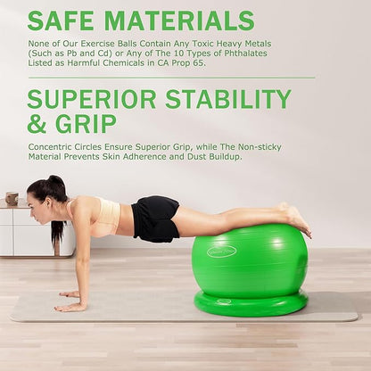 Anti-Burst and Slip Resistant Exercise Ball Yoga Ball Fitness Ball Birthing Ball with Quick Pump, 2,000-Pound Capacity, Multiple Colors and Sizes