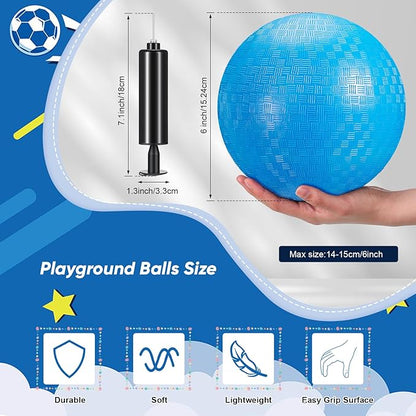 Jexine 48 Pcs Playground Balls 6 Inches Kickballs Dodgeball Inflatable Rubber Bouncy Balls with 1 Pcs Hand Pump and 2 Pcs Storage Bag for Kids and Adults in Ball Games, Gym, Outdoor Schoolyard