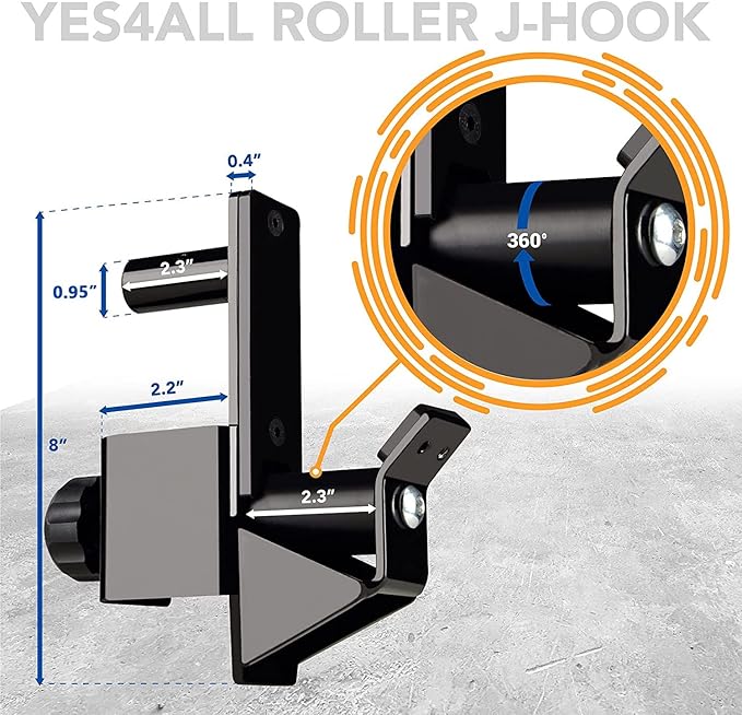 Yes4All Attachments Capacity 1000 LBS for 2x2" Tube, 1" Hole Power Cage including J-Hook, Spotter Arm, Dip Bar for Squat Rack