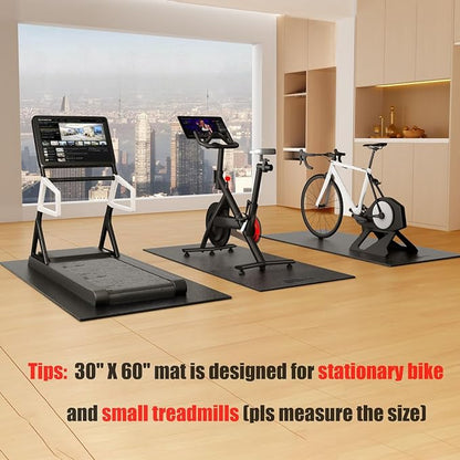 Bike Mat Compatible with Peloton Bike Elliptical Treadmill Mat, 6mm Thick, Under Exercise Bike Trainer Mat Pad for Stationary Indoor Spin Bike,Hardwood Floor Carpet Black Gym Equipment Mat