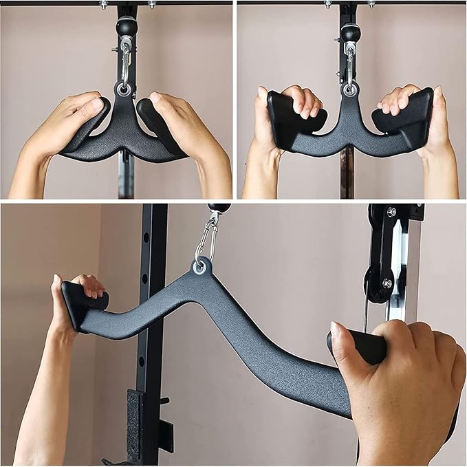 Lat Pulldown Attachments Set, Cable Machine Accessories for Back Strength Training, Ergonomic Grip, T-Bar V-Bar Back Workout Equipment with Ergonomic Handles, Fits Lat Pull Down Bar