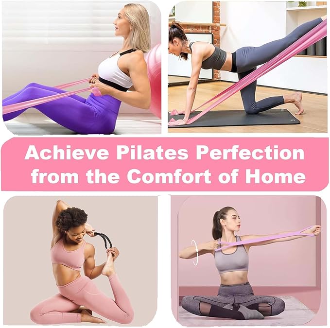 Pilates Ring and Ball Set with 8 Resistance Bands Non Slip Pilates Socks 9 in Exercise Ball Arm Exerciser for Legs Arms and Thighs Yoga Accessories for Women at Home Workout Equipment