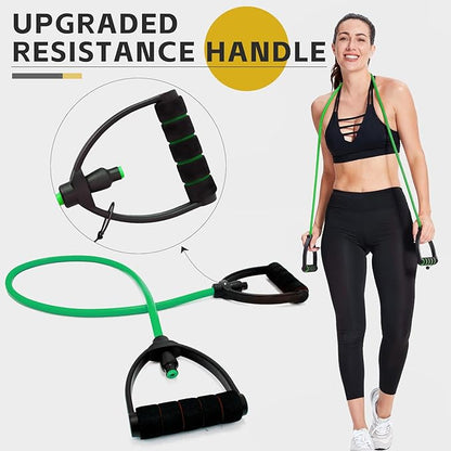 Resistance Exercise Band with Handles, Exercise Bands with Handles, Workout Bands Resistance for Men or Women, Arm Bands for Workout-Door Anchor and Starter Guide Included