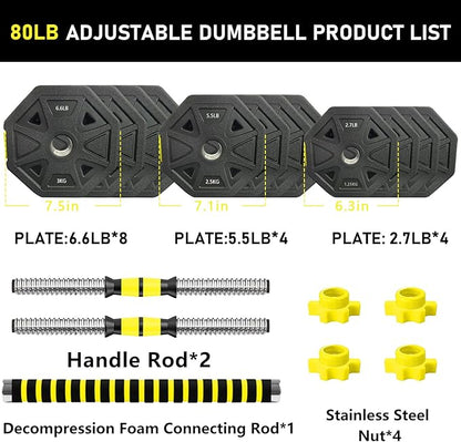 Adjustable-Dumbbells-Set, Free Weights Set with Connector,Fitness Exercises for Home Gym Suitable Men/Women